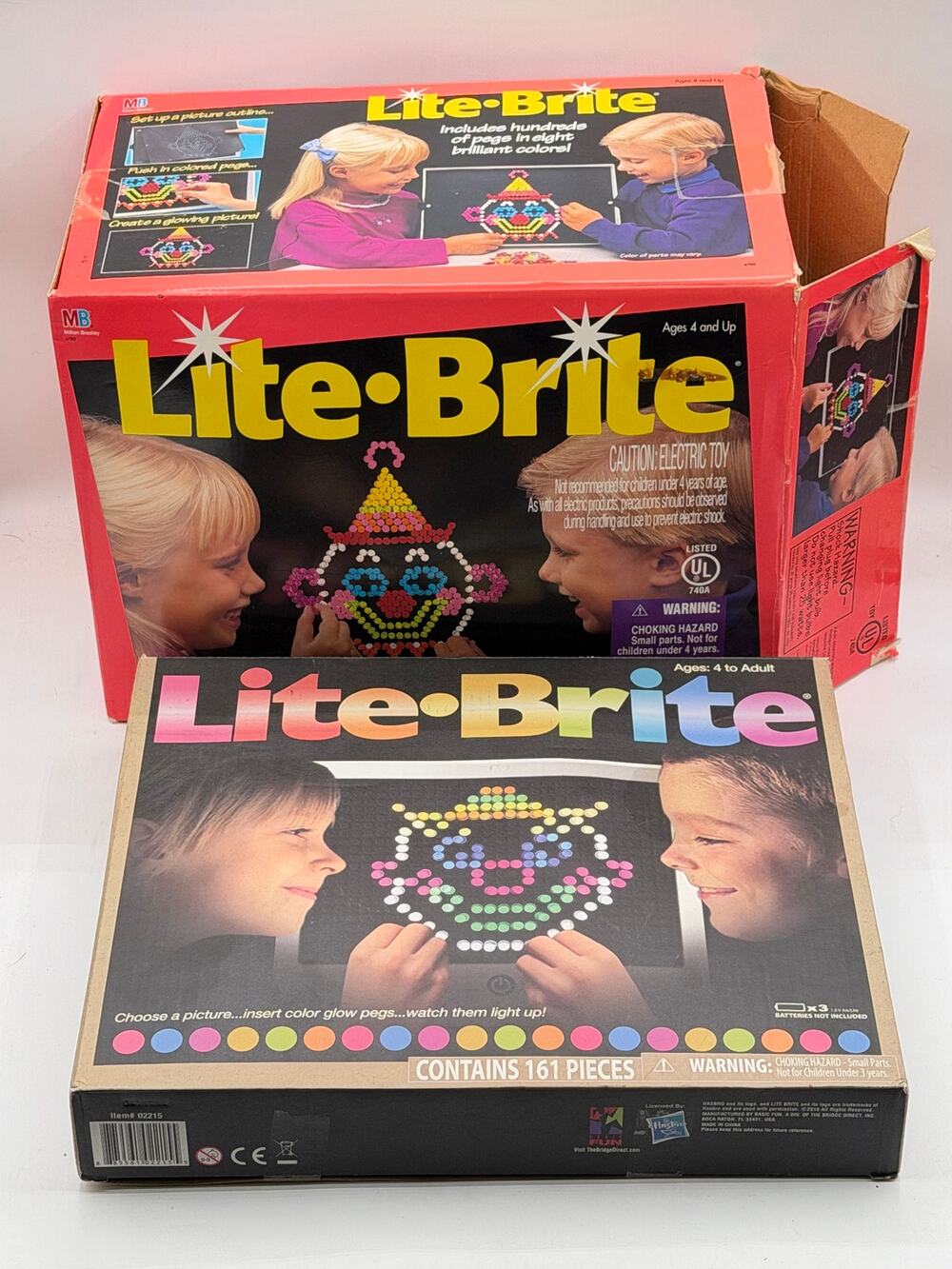 Vintage Milton Bradley Lite-Brite Set with Modern LED Lite-Brite/Accessories Lot